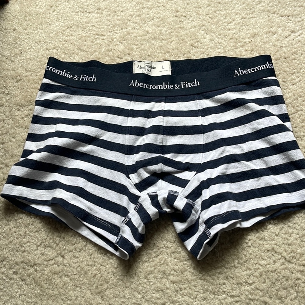 Abercrombie and Fitch men large trunk brief black white zebra stripe